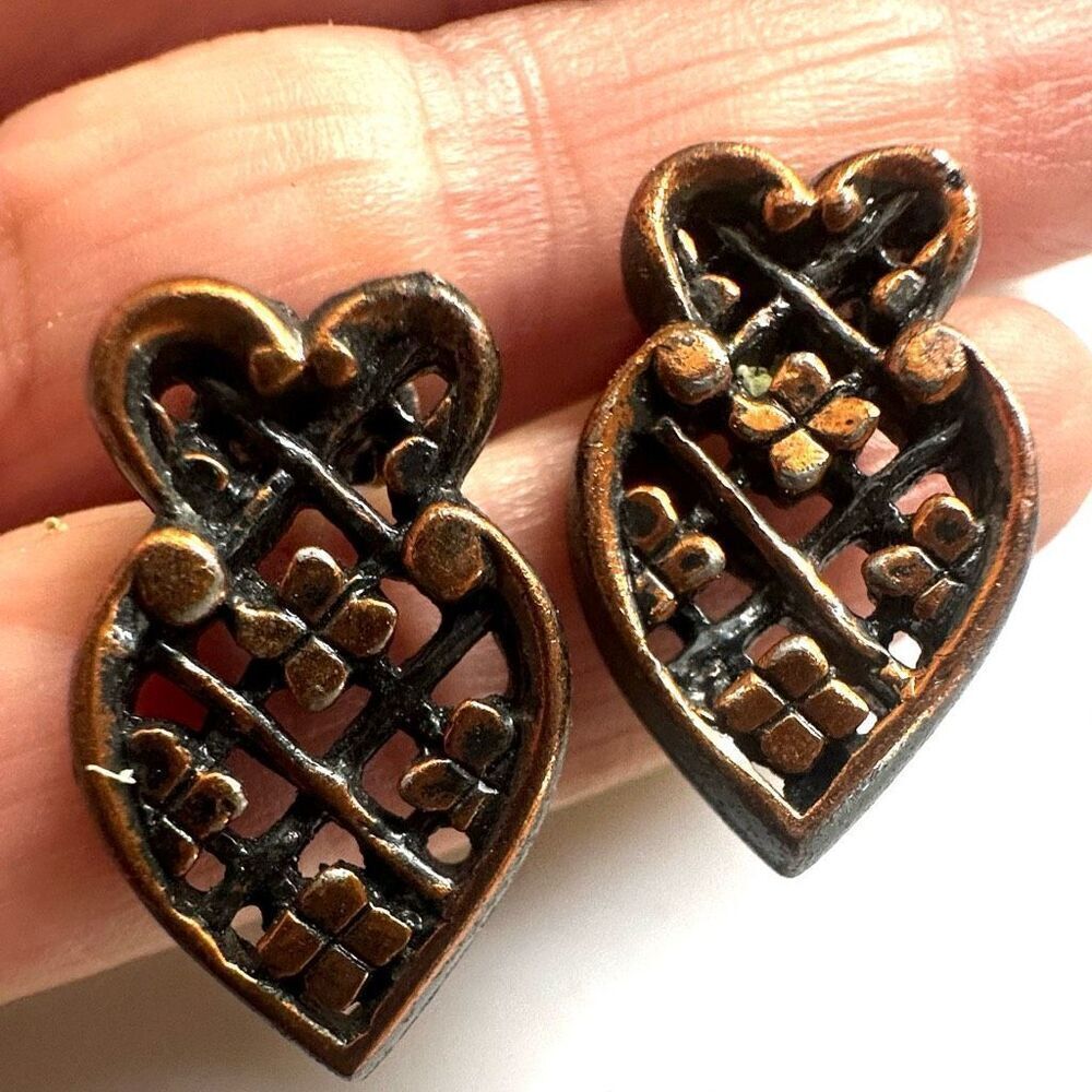 Copper tone clip on earrings